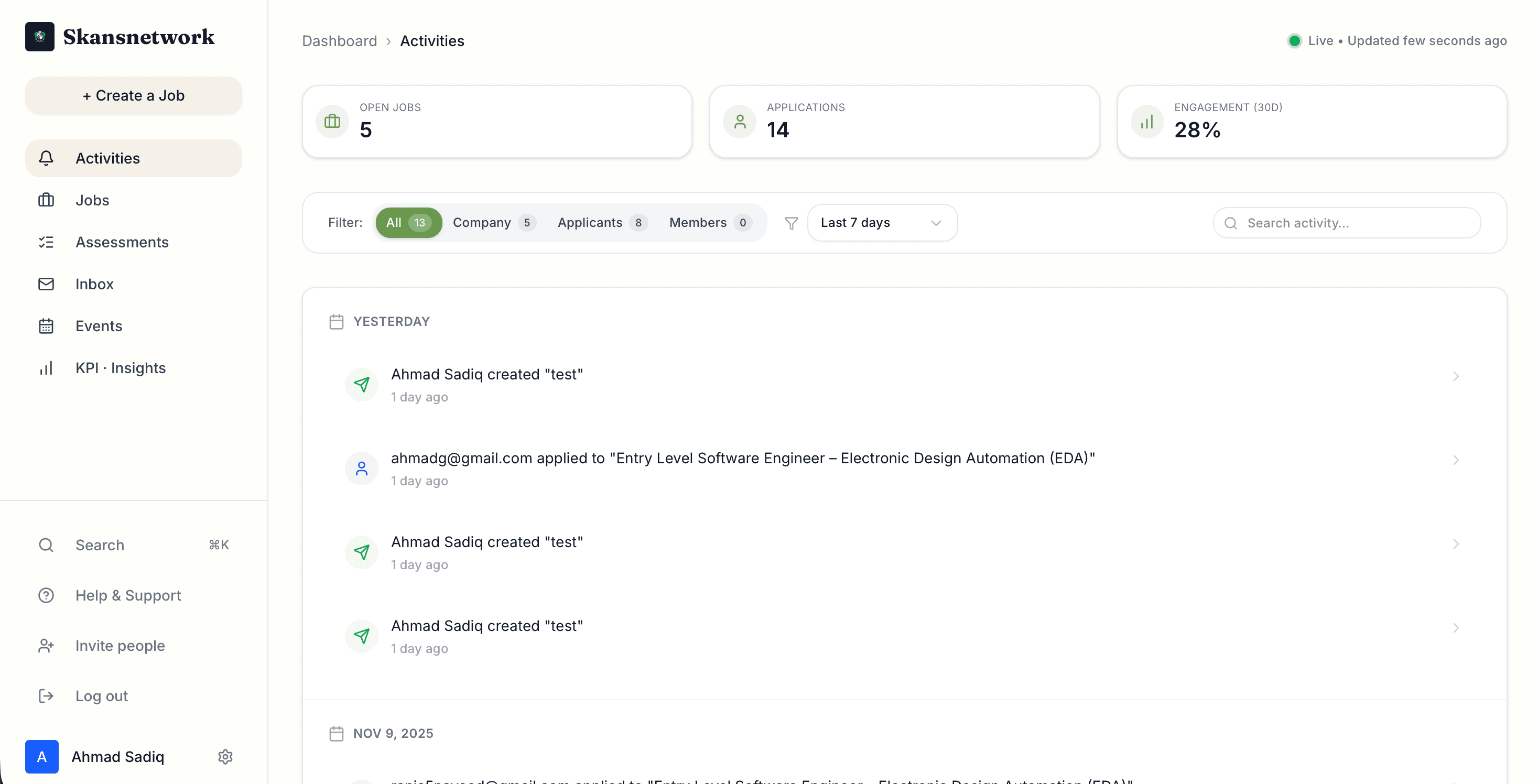 Connectra dashboard showcase